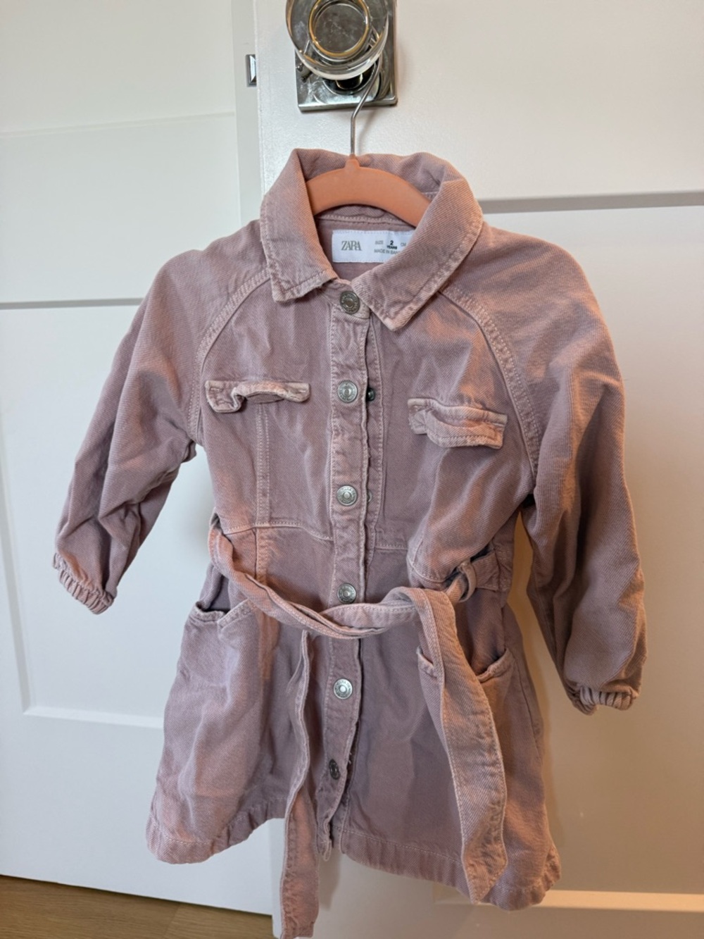 Zara Kids Dusty Pink denim dress with Belt